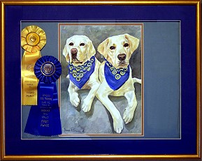 Framed with their Obedience Title Ribbons